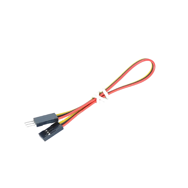 Câble en nappe 5 fils avec connecteurs Dupont (femelle/mâle).